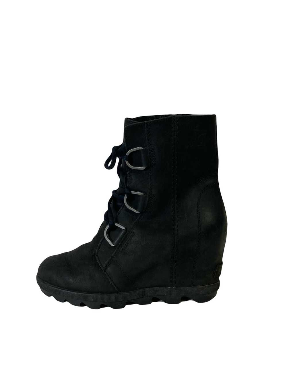 SOREL Joan Of Arctic II Wedge Boots Women US 5.5 Grey Nubuck-Leather Ankle